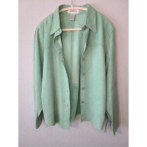 Alfani Petite Shirt Leather Green Size L